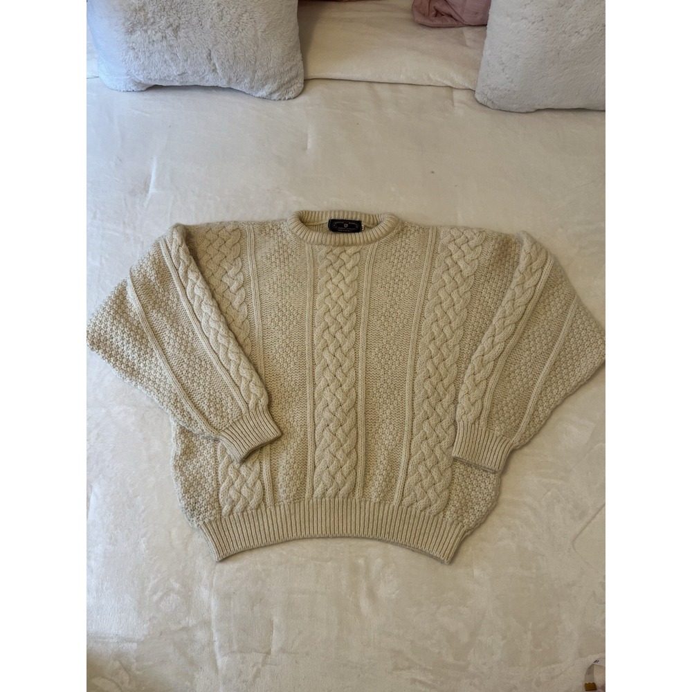 Vintage 80s Women's Murray Brothers Of Hawick Scotland Wool Cable Knit Size‎ XL